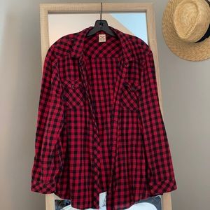Faded Flory | Womens Long Sleeve Buffalo Plaid Button Down, XXL